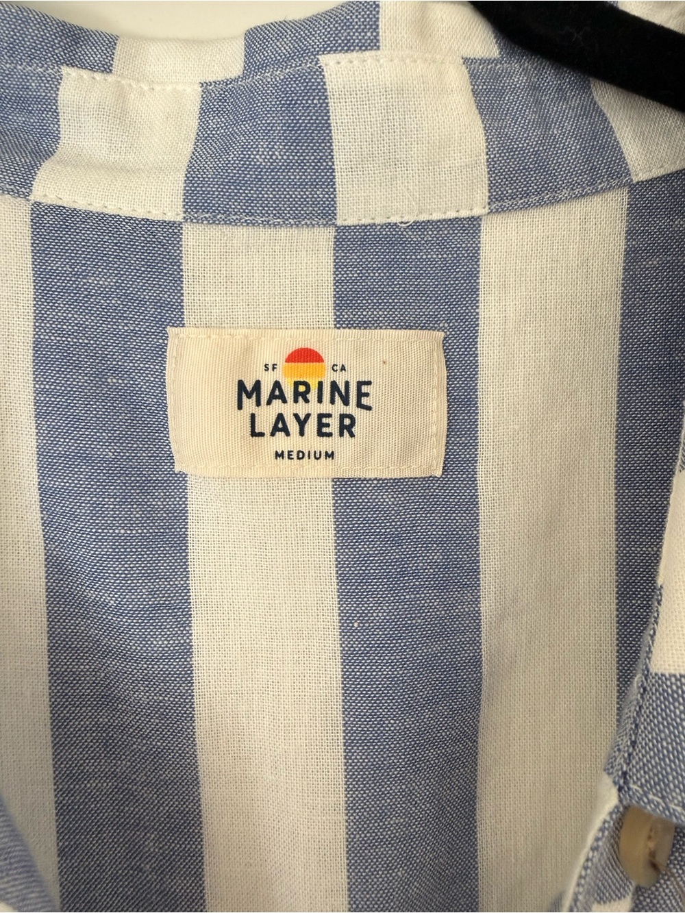 Marine Layer Casual Blue & White Striped Button-Front Shirt - Picture 6 of 8